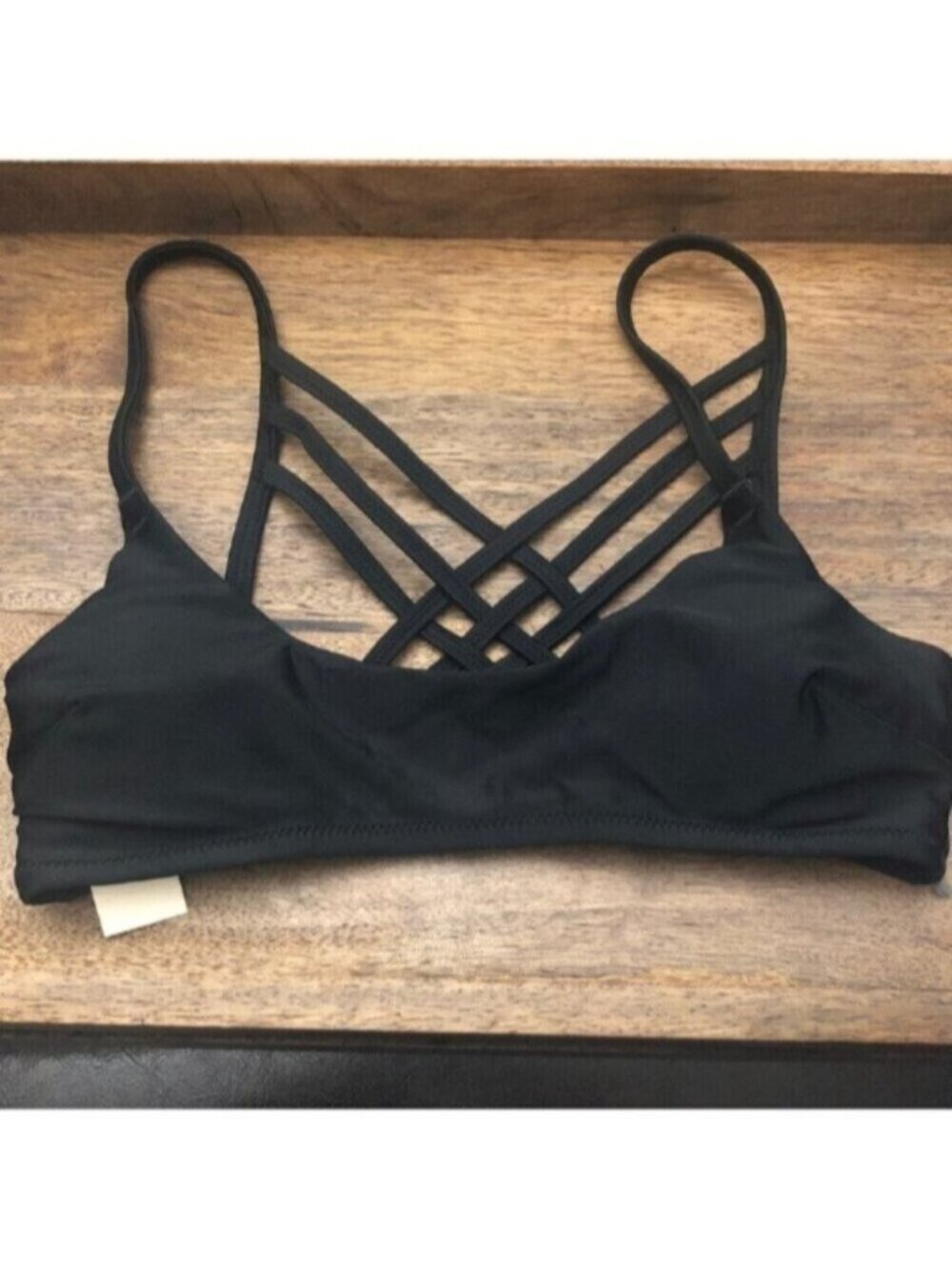 aerie Black Strappy Crisscross Bikini Top